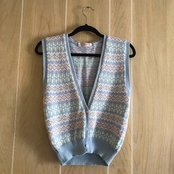 Esprit Jackets & Blazers - Vintage ESPRIT Medium Pastel Knit Sweater Vest